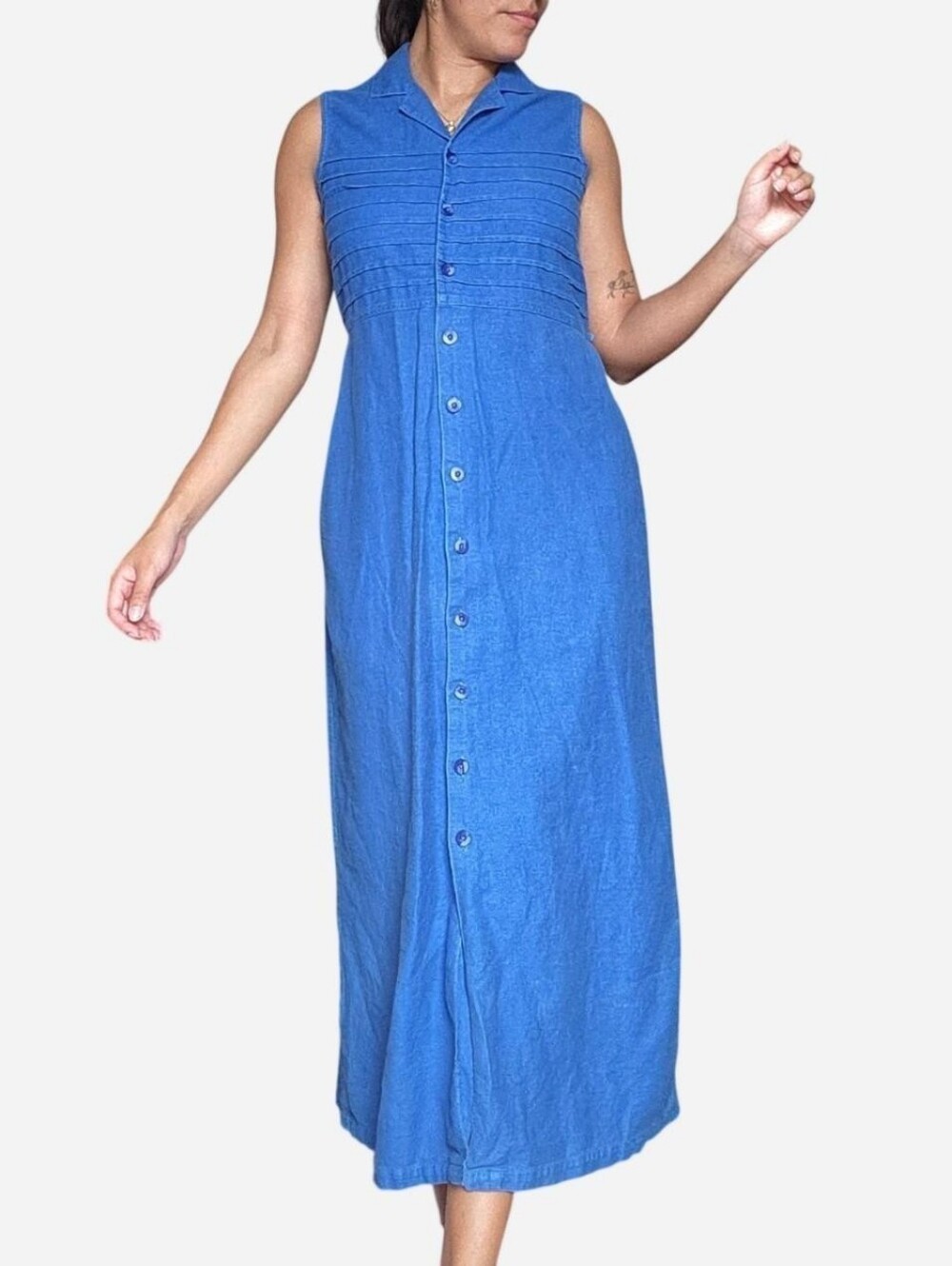 Vintage Cotton Linen Sleeveless Dress